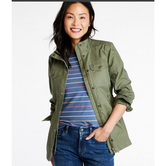 NWT LL Bean Womens BeanFlex Utility Jacket Deep Olive Drawstring Waist SZ 2X - Picture 1 of 9